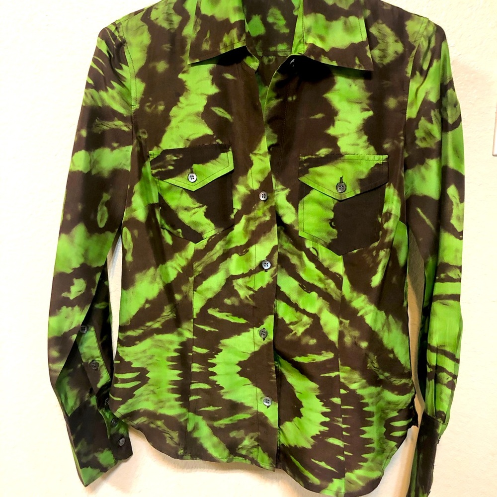 BCBG MAXAZRIA Emerald Green Tie Dye